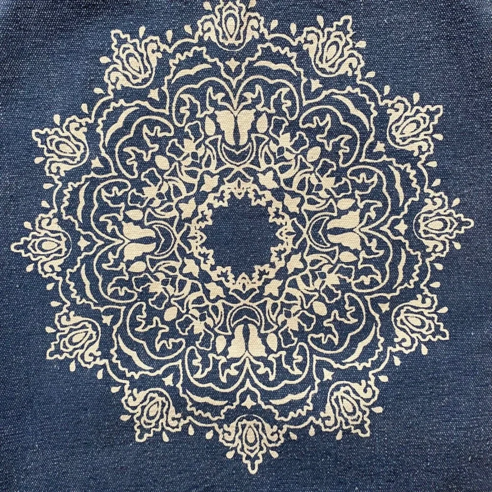 LR Home Insignia Blue Cotton Mandala Medallion Throw Pillow Covers Set 20x20